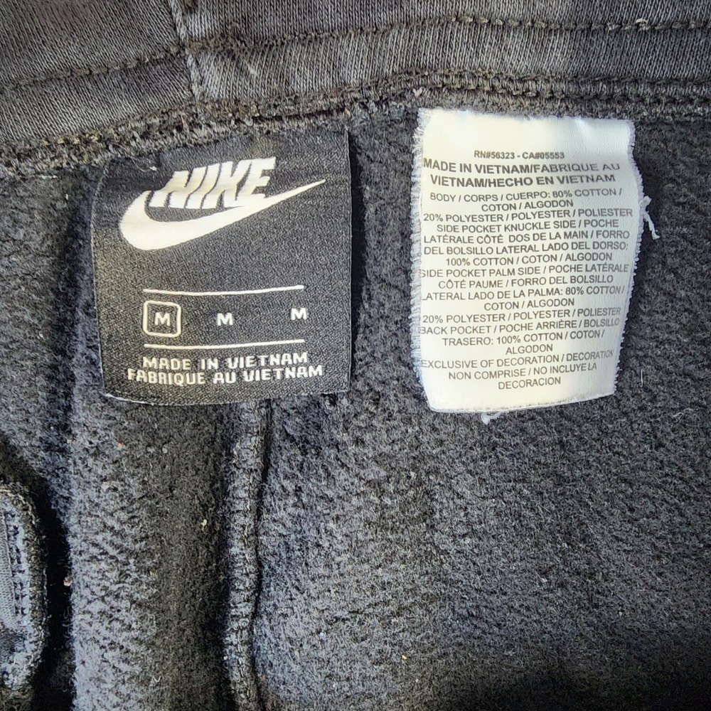 Nike Sweat Shorts Men Medium Black Fair Faded Big Swoosh Logo Fleece - Picture 9 of 10